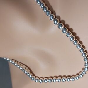 Silver Metal Ball Bead Necklace 18"+